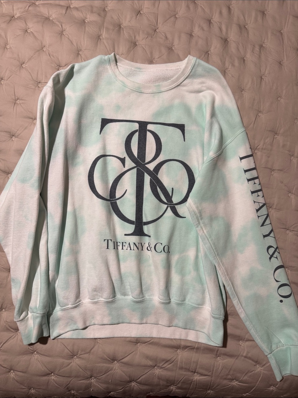 Tiffany & Co. Mint Tie-Dye Crewneck Sweatshirt with Navy Logo
